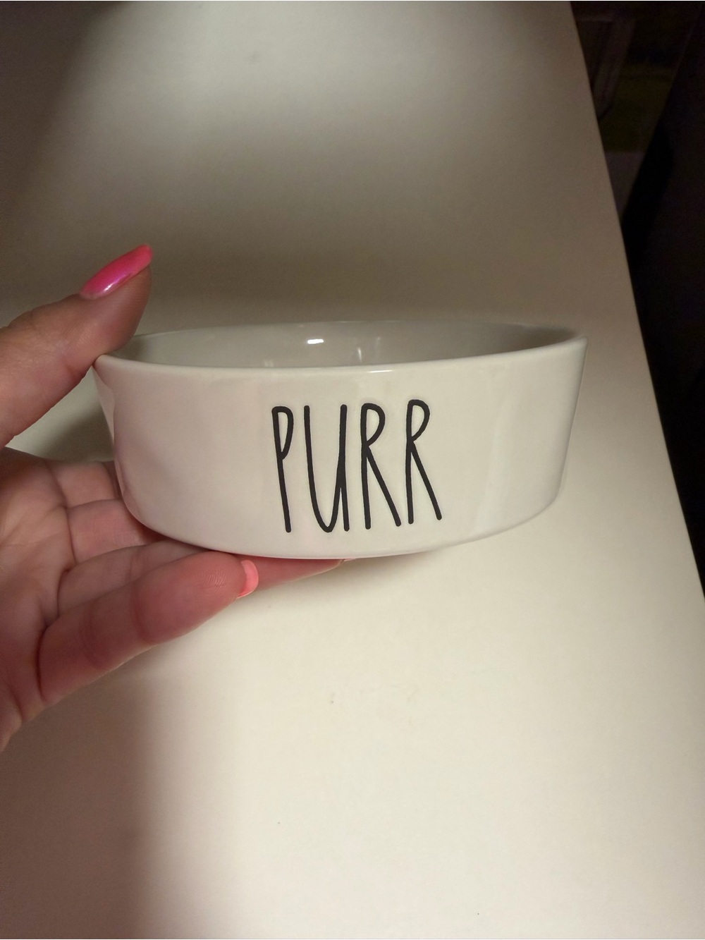 Rae Dunn White Ceramic Bowl with PURR Lettering
